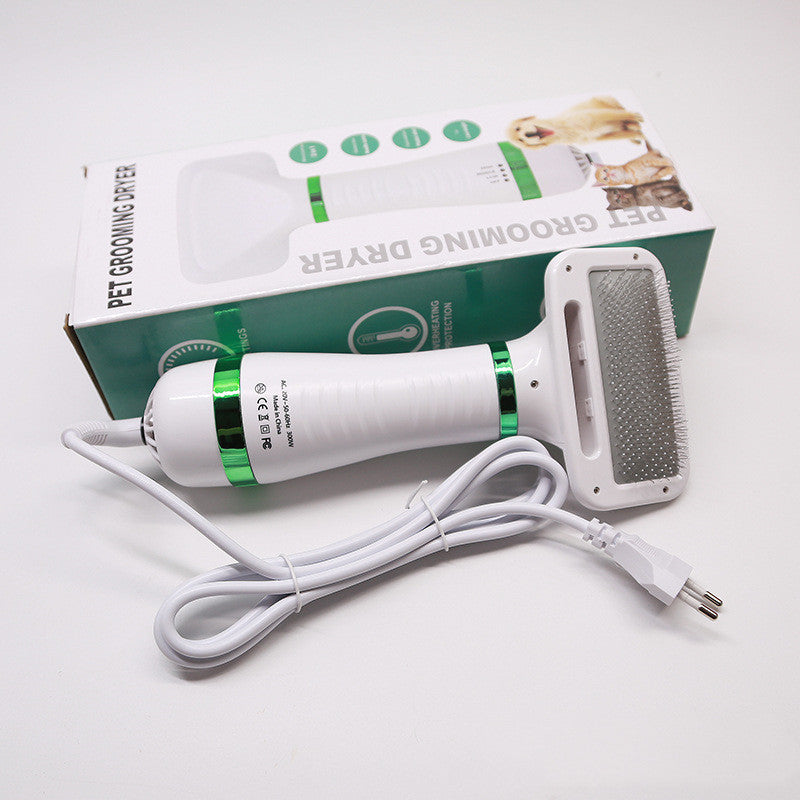 Secador e Escova Profissional 2-em-1 para Pets – Baixo Ruído com Escova de Aço Inoxidável – Temperatura Ajustável